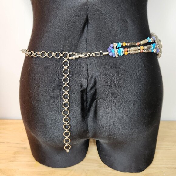 Old Hippy Belt Concho Bead Trinket‎ Gypsy Indian Women’s Vintage Western Mod main image 2